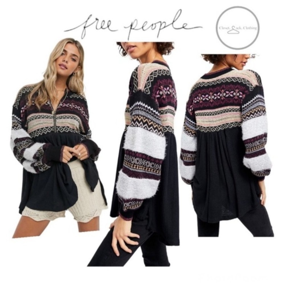 Free People Cozy cottage Top Sweater Black S